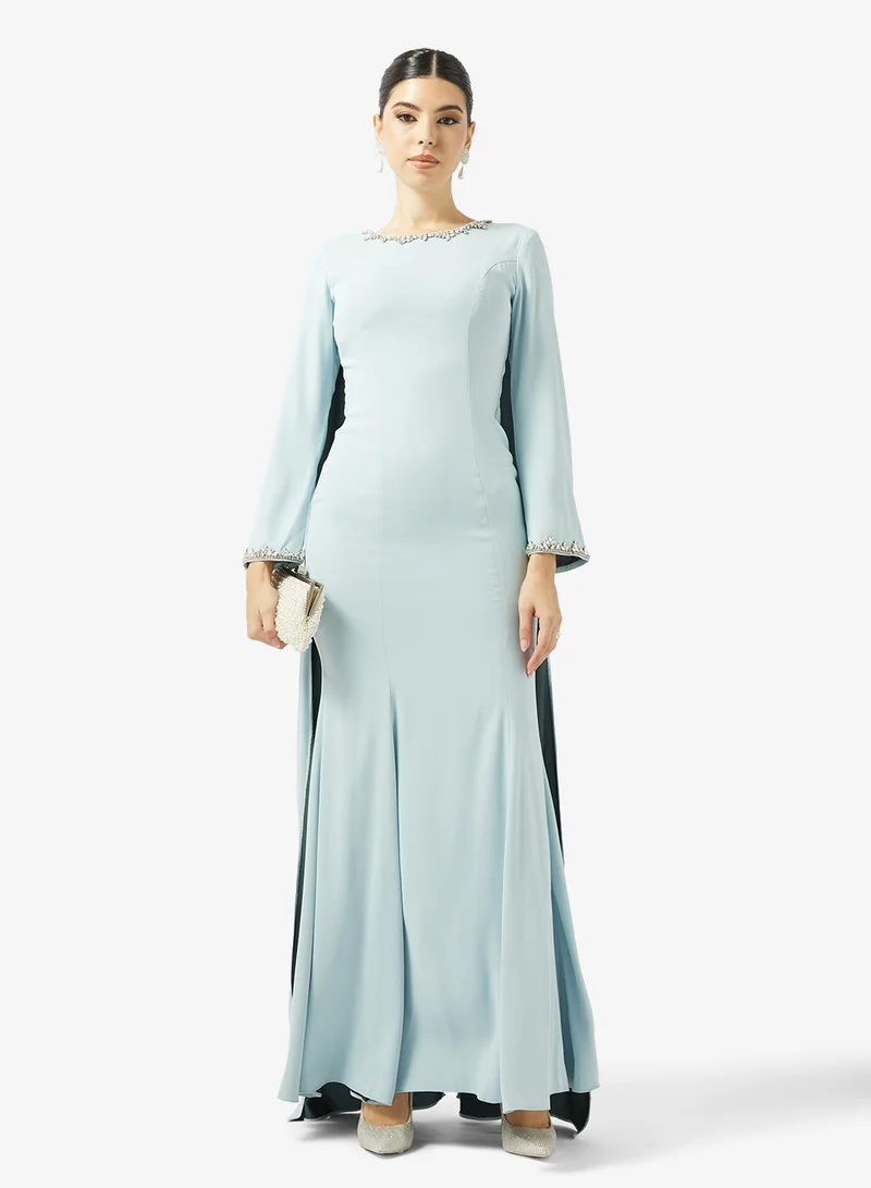 Akadia Fashion  ROUND NECK SHOULDER TAIL CREPE DRESS for Women | Best Price UAE